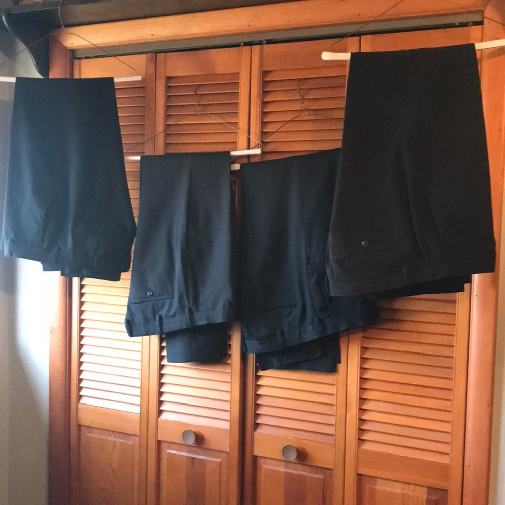 Men’s Pants, 4 pair of Men’s Black Pants. All:34” waist, 32” length